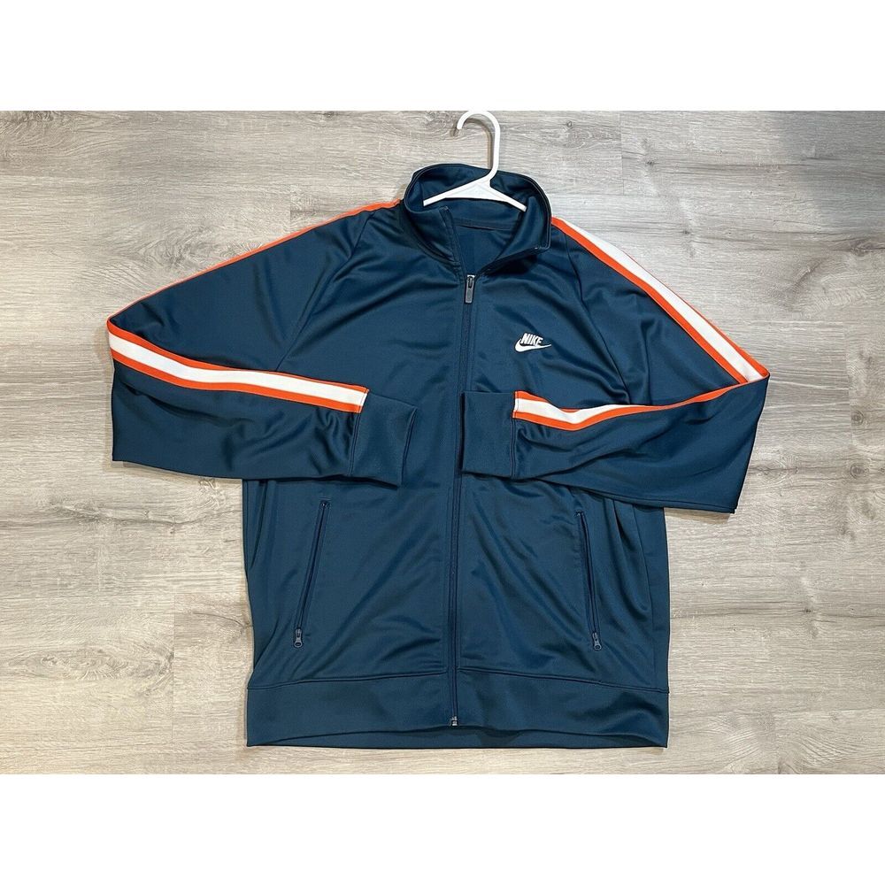 Nike Zip Up Jacket Blue‎ Orange Collared Men's Large Long Sleeve Pockets